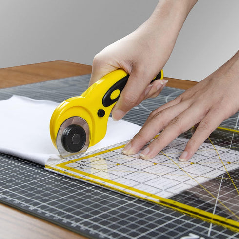 WORKLION Ergonomic Rotary Cutter Set: Safety Lock, 2 Replacement Blades for Sewing, Quilting, Scrapbooking & Arts & Crafts...