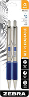 Zebra Pen G-402 Retractable Gel Pen, Stainless Steel Barrel, Fine Point, 0.5mm, Blue Ink, 2-Pack...