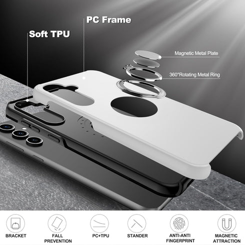 Galaxy S23 FE Case, Samsung Galaxy S23 FE Case with HD Screen Protector, Shockproof Samsung S23 FE Case with 360° Magnetic Ring Holder Kickstand P...