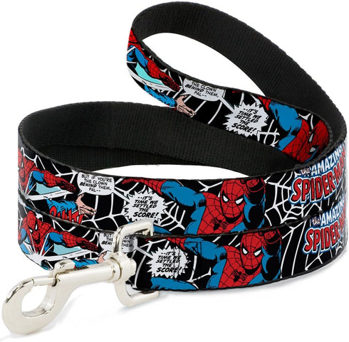 Buckle-Down Pet Leash - JRNY-Spider-Man in Action2 w/AMAZING SPIDER-MAN - 4 Feet Long - 1.5" Wide...