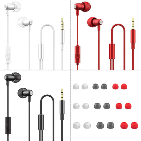 SourceTon 3 Packs Lightweight Noise Isolating Earphones, in Ear Headphones Enhanced Bass Sound with Mini Body Fits All 3.5mm Interface Device- Bla...