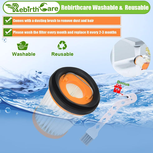 6 Pack WV201 Fiters Replacement for Shark Wandvac ION W1 S87 Handheld Vacuum Filter Replacement WV200, WV201, WV205, WV201BK,WV220, Compare to Par...