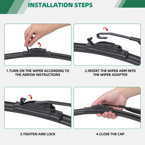 Windshield Wipers 22”+19” Premium OEM Quality, Durable Stable and Quite, Universal J/U Hook All-season Auto Replacement Front Wiper Blades (Pack o...