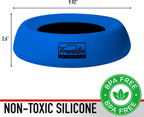 Franklin Pet Supply Travel Pet Silicon Bowl 27oz. – No Spill – BPA Free – Splash Proof – for Water and Food – Travel Smart Design – Portable Car D...