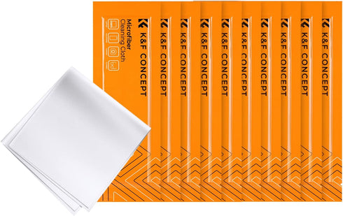 K&F Concept Microfiber Cloths for Camera Lens Washable 10-Pack 6x6in Vacuum Wrapped Lint Free Cleaning Cloth for Electronics and Glasses, Optics P...