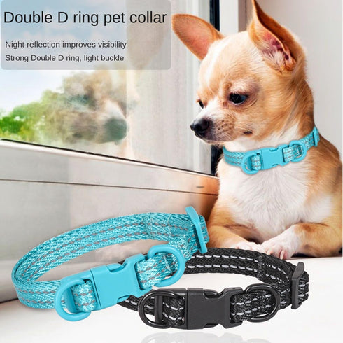 Reflective Dog Collar, Basic Dog Cat Collar Buckle Adjustable Polyester Dog Collar for Small Medium LargeDogs, Perfect Pet Collar Gift (S, Black)...