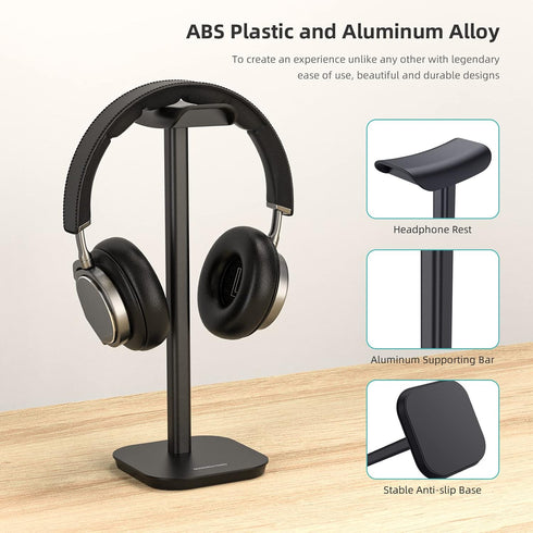 Headphone Stand, Desktop Headset Holder Heavy Base Desk Earphone Stand Aluminum Gaming Headset Hanger Rack for AirPods Max, AirPods, AirPods Pro, ...
