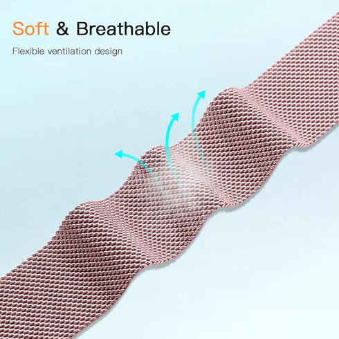 ZWGKKYGYH Compatible with Fitbit Versa and Versa 2 Bands for Women Men, Rose Gold Stainless Steel Metal Mesh Magnetic Band Bracelet Strap Replacem...