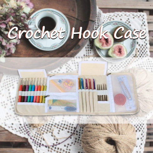 Teamoy Crochet Hook Case, Roll Bag Holder Organizer for Various Crochet Needles and Knitting Accessories, Compact and All-in-Place, Animal World...