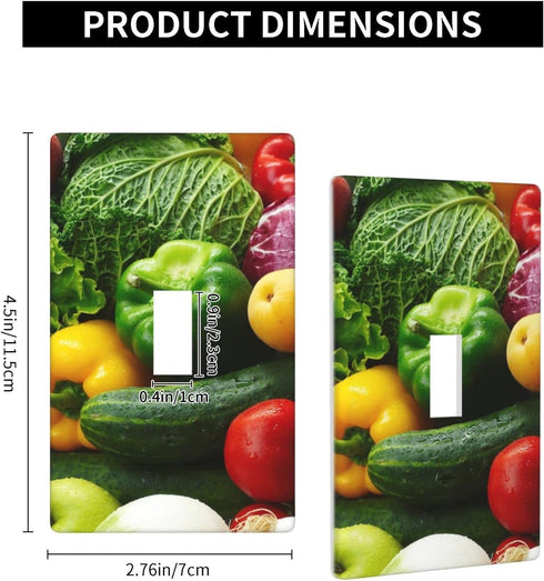 Kitchen Vegetables Single Light Switch Cover Decorative Wall Plates 1 Gang Toggle Switch Plate Covers for Home Dining Room Bedroom,4.50 x 2.76 Inc...