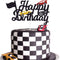 Marwey Race Car Birthday Cake Topper Happy Birthday Cake Decor Chequered Flag Themed Party Supplies Decorations(Doubled-Sided)...