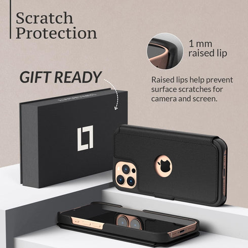 LUPA Legacy Compatible with iPhone 12 Pro Max Case Wallet, Case with Card Holder for Men and Women, Faux Leather Flip Case, Luxury Cover, Black...