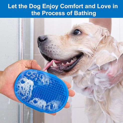 2 Pack Dog Grooming Brush, Premium Pet Bath Brush with Adjustable Ring Handle for Bathing - Massaging -Hair Removal - on Wet or Dry Hair, for Long...