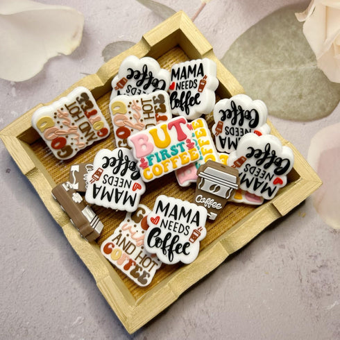 Coffee Themed Silicone Focal Beads Rubber Beads Kit Bulk for Beadable Pens Keychain Jewelry Making DIY Keychain Supplies Focal Pen Beads (Coffee S...