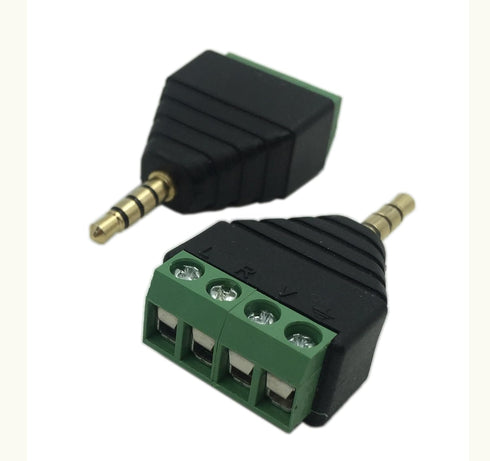 Cerrxian 3.5mm 4 Pole Stereo TRRS Audio Video Male to 4 Screw Terminal Female Headphone Replacement Solderless Balum Converter Adapter (2-Pack)...