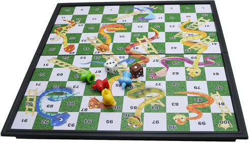 Snakes & Ladders Game 10x10 Board 100 Squares, Extendable Board 10x10 Inch, Family Game, Desk Game, Snake Chess...