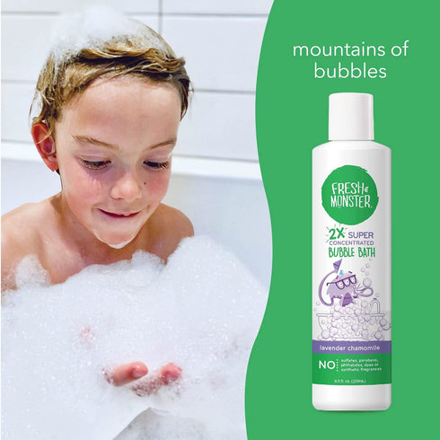 Fresh Monster Kids Foaming Bubble Bath | Hypoallergenic, Natural for Kids & Toddlers | Super Concentrated | Soothing Lavender Scent | Bath Time Es...