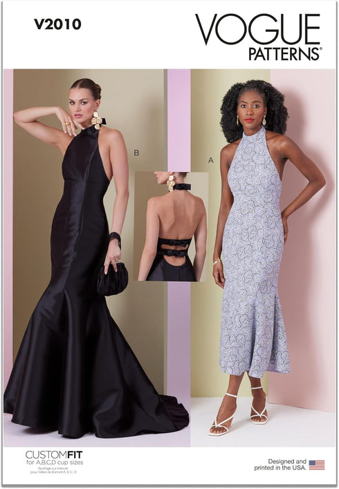 Vogue Misses' Close-Fitting Dress Sewing Pattern Packet, Design Code V2010, Sizes 6-8-10-12-14, Multicolor...