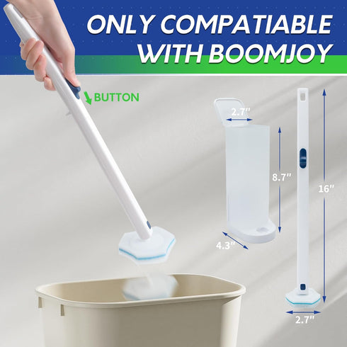 BOOMJOY Disposable Toilet Brush Set with 15 Wand Refills, Toilet Bowl Cleaner Wand with Holder, Toilet Cleaning System Starter Wand Kit, Bathroom ...