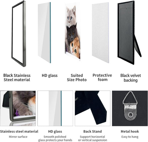 DECANIT 4x6 Picture Frame Metal, Thin Edge Photo Frames for Tabletop Display and Wall Mounting,Black...