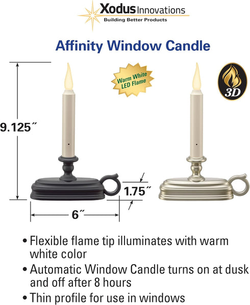 FPC1625A Battery Window Candle New Dynamic Flicker Warm White Flame Sensor ON Timer Off (Black-Single)...