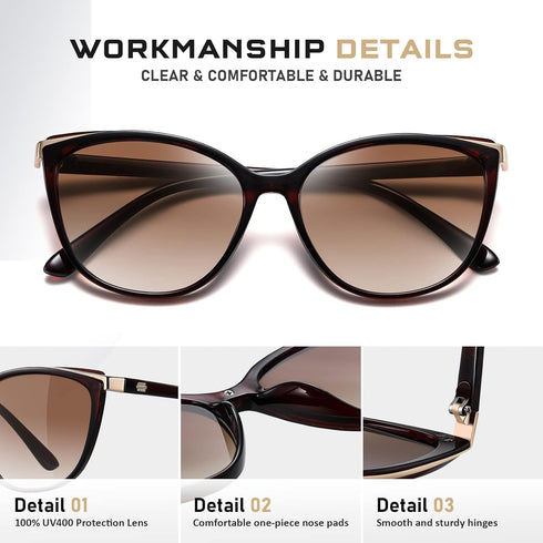 Trendy Cat Eye Sunglasses for Women Fashion Cateye UV400 Protection Glasses CL22017...