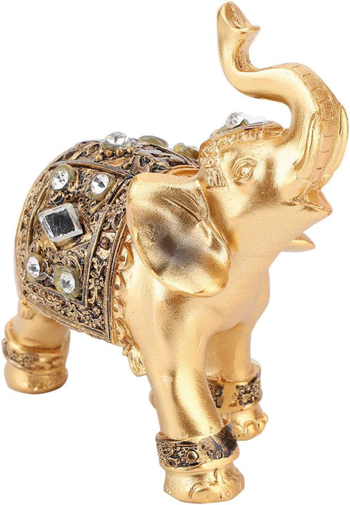 Elephant Statue, Feng Shui Lucky Elephant Figurine, Golden Elegant Sculpture, Small Resin Home Decoration, Wealth Figurine...