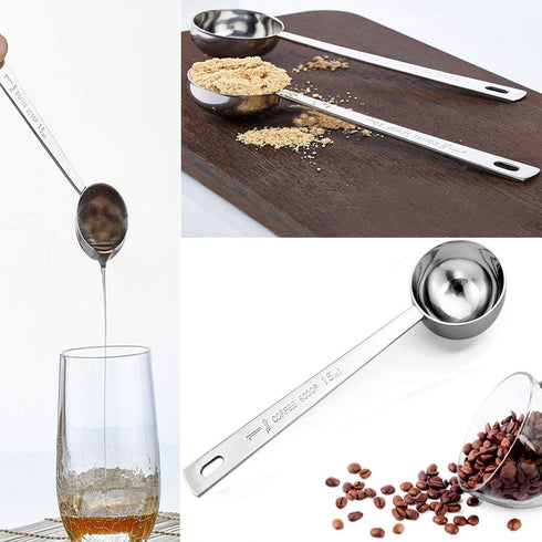 Stainless Steel Coffee Scoops with Long Handle,Stainless Steel 1 Table Spoon,for Coffee Milk Fruit Powder, Measuring Dry and Liquid Ingredients, C...