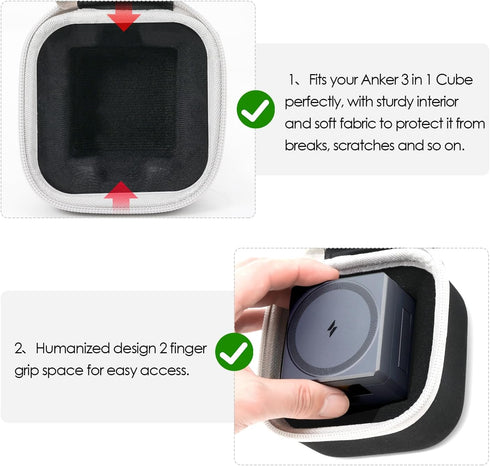 Case Compatible with Anker 3-in-1 Cube MagSafe Charger 15W Max Fast Charging Stand, Power Station Storage Holder for USB-C Cable (Box Only) Black...
