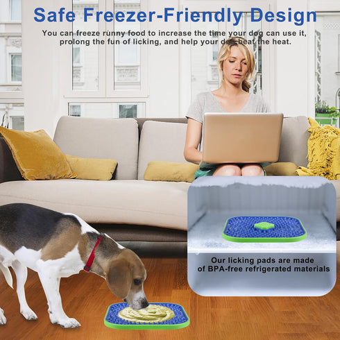 Interactive Licking Mat for Dog Crate,Feeder Pad, Boredom&Anxiety Relief, Peanut Butter & Yogurt Lick Plate, Safe Soft Treat Dog Training Gift wit...