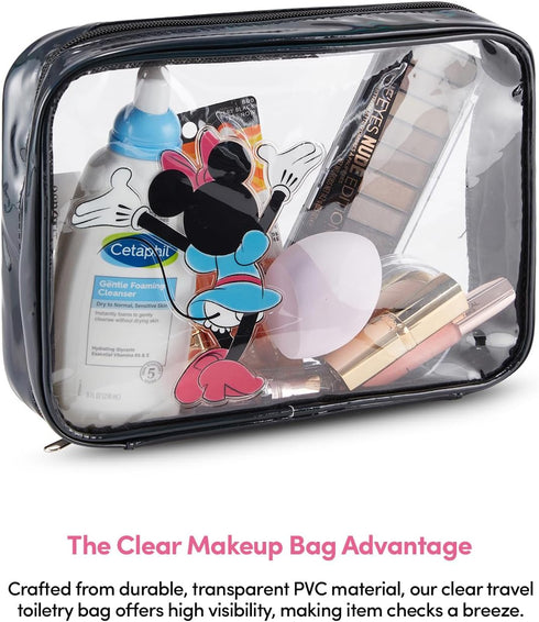 Mickey Mouse Cosmetic Case Set - Officially Licensed Mickey and Minnie Mouse Travel Cosmetic Case 3 Piece Set - Girls, Boys, Teens, Adults (Black ...