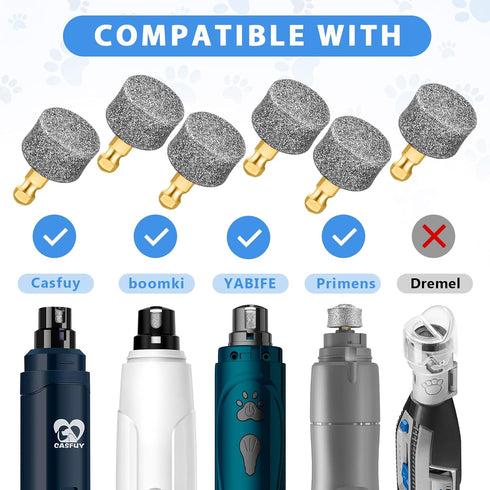 Dog Nail Grinder Wheels Heads Bits, Diamond Grinding Heads for Casfuy, LOPSIC, YABIFE, Primens, LuckyTail, boomki, Petsaunter and IREDOON -(Premiu...