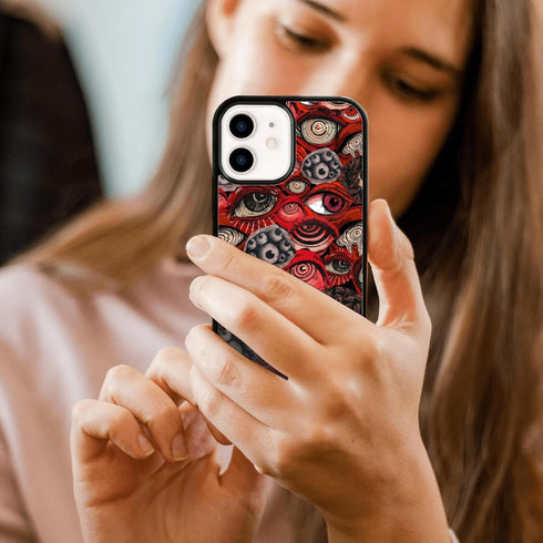 Cool Red Eye Phone Case, Trippy Scary Horror Eyeball Partten iPhone 12/12 Pro Case, Non-Slip Design and Shock Absorption, Phone Case for Teen Girl...