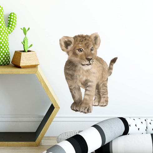ROFARSO Lifelike Cute Lovely Baby Lion Animal Wall Stickers Removable Wall Decals Peel and Stick Wall Art Decorations Home Decor for Kid Nursery B...