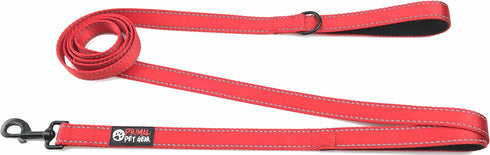 Dog Leash 8ft Long - RED - Traffic Padded Two Handle - Heavy Duty - Double Handles Lead for Control Safety Training - Leashes for Large Dogs or Me...