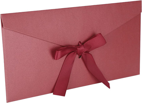10 Pieces Envelope with Knot 5 Pearl Color for Gift Card of Business Wedding Party Invitation 8.6 * 4.2 Inch Gift Card Envelope with Bow for Chris...