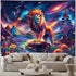 Blacklight Lion Tapestry Trippy Galaxy Space Tapestry UV Reactive Mountain Tapestry Hippie Neon Flowers Plants Wall Tapestry Magic River Landscape...