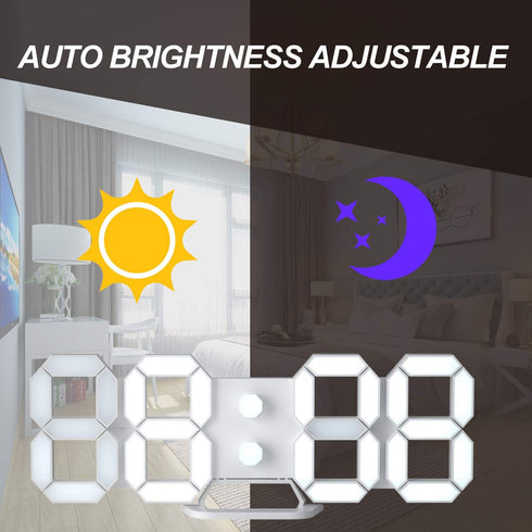 EDUP HOME 3D LED Digital Wall Clock/Desk Alarm Clock with Remote Control for Kitchen Bedroom Office, 9.7" LED Night Light Decor Clock Adjust Brigh...