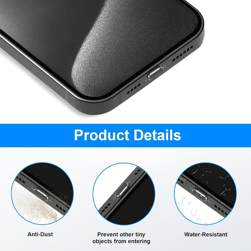 Mizi [2 Pack USB-C Metal Anti Dust Plug Cover, Protect Charging Port from Dust and Moist with Storage Box and Cable Clip Holder for iPhone 15, 15 ...