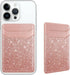 Glitter Self Adhesive Card Holders for Back of Phone, Leather RFID Phone Wallet Pockets Stick On, Credit Card Holders Sleeve for Phone Case, Rose ...
