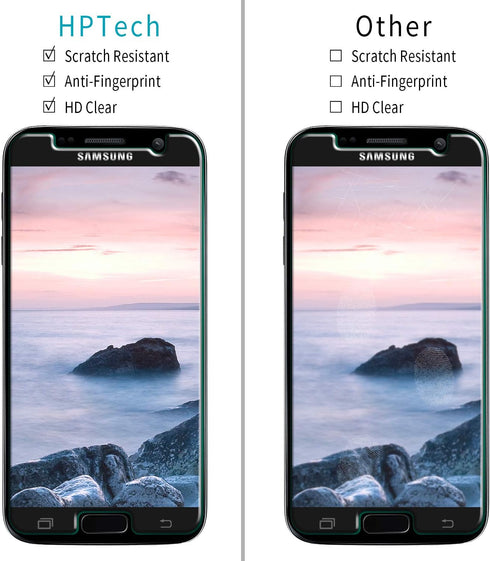 HPTech (2-Pack Galaxy S7 Screen Protector - Tempered Glass Film For Samsung Galaxy S7, Easy to Install, Bubble Free, 9H Hardness...