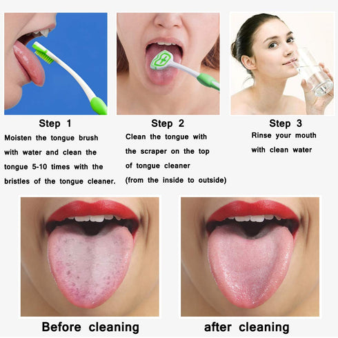 Tongue Brush, Tongue Scraper, Tongue Cleaner Helps Fight Bad Breath, 3 Tongue Scrapers, 3 Pack (Black & Blue & Green)...
