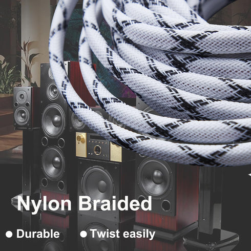12AWG Speaker Cable (3 Feet), 1 Pack Premium Heavy Duty Braided Speaker Wire with Dual Gold Plated Banana Plug in-Wall CL2 Rated, Oxygen-Free Copp...