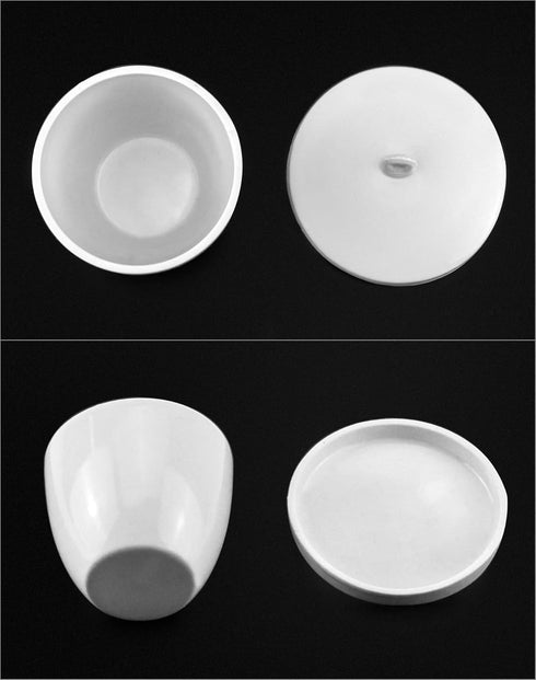 QWORK Lab Porcelain Crucible with Lid, 2 Pack, 50ml Capacity, White, Smooth Surface, for Laboratory School to Heat Chemical Compounds...