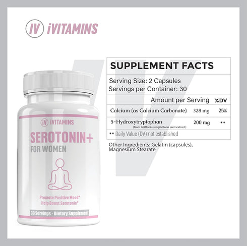 Serotonin Supplements for Women - Supports Healthy Serotonin Levels, Improves Mood, & More - Serotonin Supplement - Mood Support Supplement - Mood...