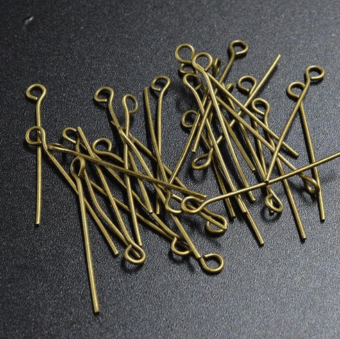 400pcs 22mm Eye Pins (Wire 0.8mm/0.03 inch/20 Gauge) Antique Bronze Plated Brass for Jewelry Beading Craft Making CF153-22...