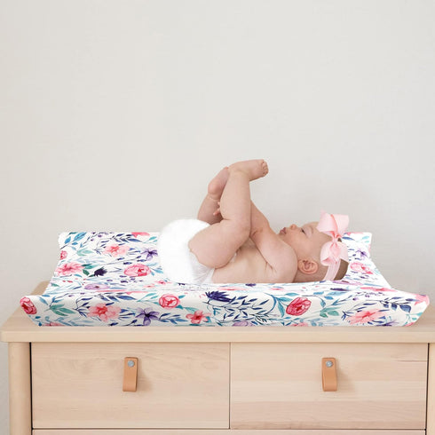 Floral Baby Diaper Changing Pad Cover, 2 Pack Infant Changing Table Mat Cover for Baby Girls Nursery Diaper Changing Cradle Mattress Sheets, Ultra...