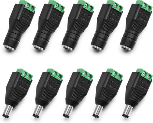CHANZON 10Pcs Male and Female 5.5mm x 2.1mm 12V DC Power Jack Connector 24V Socket for Led Light Strip CCTV Security Camera Cable Wire Ends Plug B...