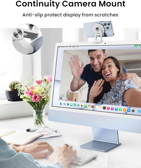 Continuity Camera Mount for Desktop Monitor & iMac, Detachable iPhone Webcam Mount, Adjustable Magnetic Phone Stand for iPhone 15/14/13/12 and Mac...