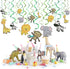 Konsait Jungle Animal Hanging Swirl Decoration(30Pack), Safari Theme Zoo Swirls Animals Birthday Party Spirals Home Ceiling Wall Decor for Woodlan...